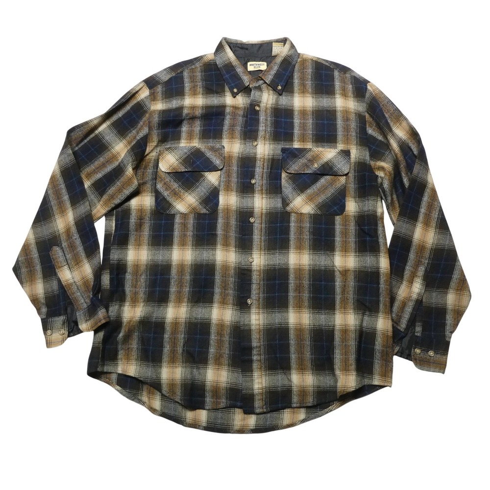 Northwest Blue Shirt Mens LT Multicolor Plaid Flannel Long Sleeve Button Front
